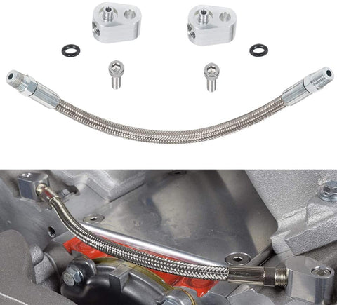 For LS Engine 3-Bolt DBC DBW Gen 3 Throttle Body Bypass Steel Braided Hose Kit Coolant Crossover Steam Tube Fit for LSX LS1 LM7 LR4 LQ4 LS6 L59 LQ9 LM4 L33 551694H