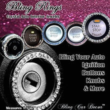 Bling Car Decor Crystal Rhinestone Car Bling Ring Emblem Sticker, Bling Car Accessories, Push to Start Button, Key Ignition & Knob Bling Ring, Car Glam Interior Accessory, Unique Women Gift (Silver)