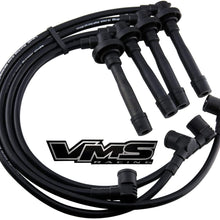 VMS RACING 94-01 10.2mm High Performance Engine SPARK PLUG WIRES Wire Set in BLACK Compatible with Honda Acura Integra Type-R ITR Civic VtiR Vti VTi-S GS-R DC2 DB8 hatch DOHC VTEC B18 B18B 94-01
