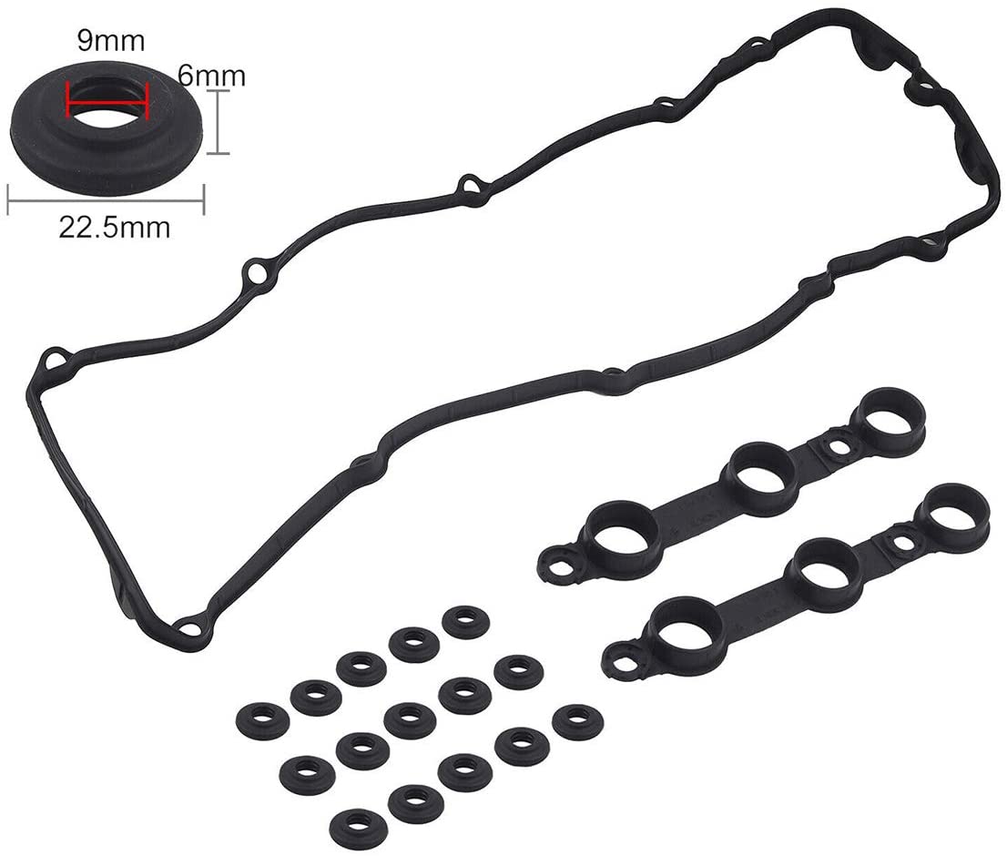 WayJun 11129070990 Engine Valve Cover Gasket for BMW E39 E46 E53 323i 323Ci 325i 325Ci 325xi 328i 328Ci 330i 330xi 330Ci 525i 528i X5 Z3