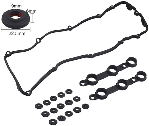 WayJun 11129070990 Engine Valve Cover Gasket for BMW E39 E46 E53 323i 323Ci 325i 325Ci 325xi 328i 328Ci 330i 330xi 330Ci 525i 528i X5 Z3