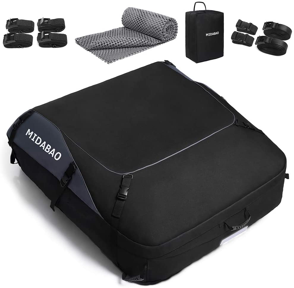 MIDABAO Thickened 20 Cubic Waterproof Duty Car Roof Top Carrier-Car Cargo Roof Bag Car Roof Top Carrier - Easy to Install Soft Rooftop Luggage Carriers with Wide Straps 20 Cubic Feet