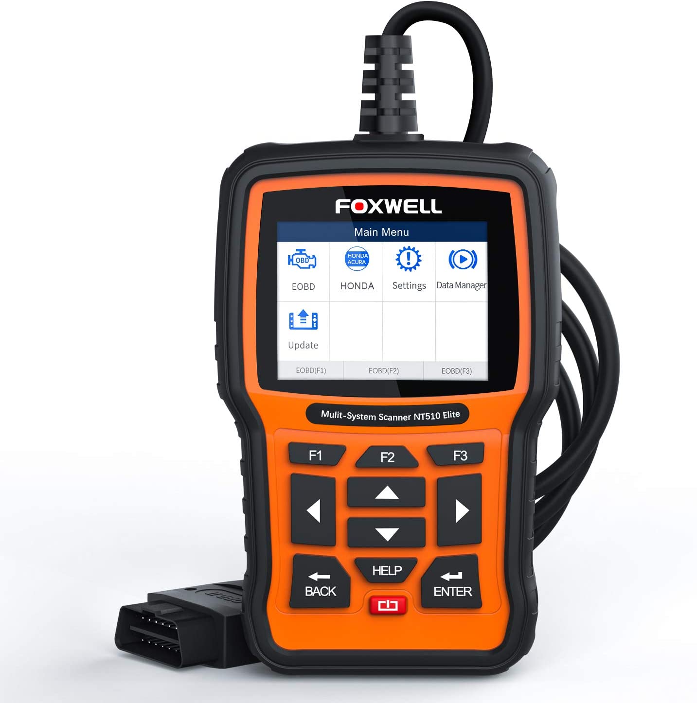FOXWELL NT510 Elite OBD2 Code Reader for Honda Acura Automotive Scan Tool All System Bi-Directional Diagnostics Scanner ABS SRS Transmission Auto Bleed SAS TPMS DPF EPB Oil Reset (Enhanced Version)