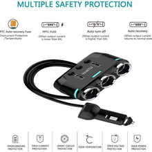 Cigarette Lighter Adapter 3 Socket Cigarette Lighter Splitter with LED Voltage Display Dual USB Car Charger On/Off Switches 12V Car Splitter Adapter Dashcam Replaceable fus