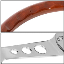 15 Inches Riveted Wood Grain Grip Vintage Steering Wheel 2 Inches Deep Dish Stainless Steel Spokes w/Horn Button