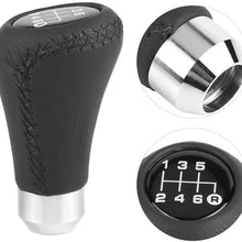 Qiilu Shift Knob 6 Speed Car Gear Stick Shift Knob Head Universal Stitch PU Leather Shifter Stick Knob with 3 Hoses Adapters 8mm 10mm 12mm (Red Stitch)