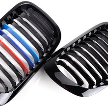 AMOPA Glossy Black M-Color Front Sport Kidney Grille Compatible with 1999-2002 Car E46 2-Door Coupe Cabriolet Pre-Facelift
