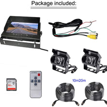 Vehicle Backup Camera System,2 x Night Vision 18LED IR Car Rear View Mirror Camera 1920 x 1080P + 9" IPS Car DVR Monitor with 10m20m Cable For RV Truck Trailer Bus Camper