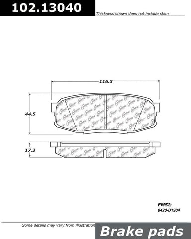 Centric (102.13040) Brake Pad, Metallic