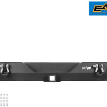E-Autogrilles JTJRB004 EAG Rear Bumper With 2" Hitch Receiver & 2 D-ring Black Textured Off Road for 87-06 Jeep Wrangler TJ YJ
