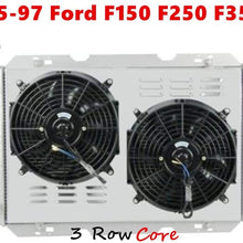 OzCoolingParts 85-97 Ford F-Series Radiator Fan Shroud Kit, 3 Row Aluminum Radiator + 2 x 12" Fan w/Louver Shroud for 1985-1997 86 87 88 89 Ford F-150 F-250 F-350 Bronco V8, Automotive Engine Radiator