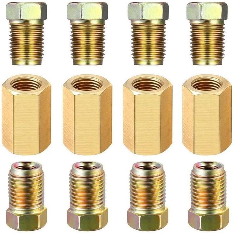 FSLLOVE FANGSHUILIN Brake Fittings Brass Inverted Flare Union & Compression Accessories 12 Pcs S4M4 (Color : Copper Unions) (Copper Unions)