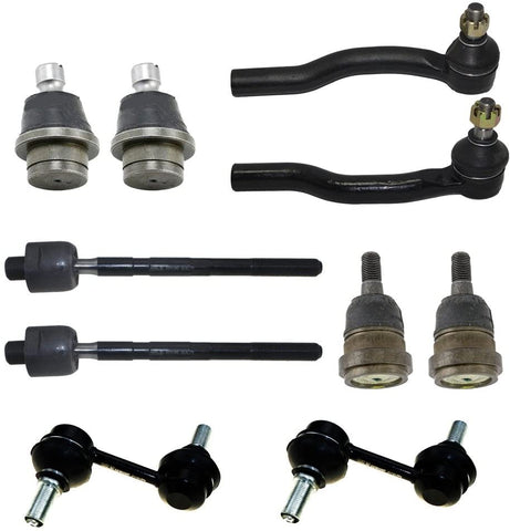 Detroit Axle - Complete 10pc Front Suspension Kit for 2004-2014 Nissan Titan All (4) Front Upper & Lower Ball Joints, All (4) Inner & Outer Tie Rods, 2 Front Sway Bar Links