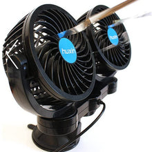 KEM Vehicle Cooling Fan Summer Cooling Air Circulator 3D Stereo Twin Plus Rotatable with Suction Cup & Cigarette Lighter Plug (12V)