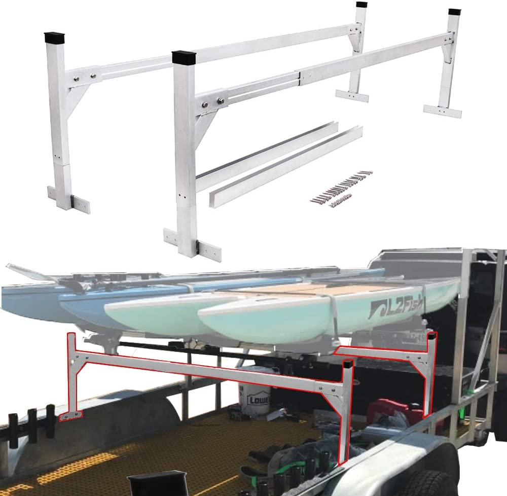 ENIXWILL Heavy Duty Adjustable Aluminum Trailer Ladder Rack for Enclosed Trailers