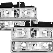 GMC Yukon 94-99 ( Not Compatible With Seal Beam Headlight ) Headlights W/ Corner & Parking Lights 8pcs sets -Chrome