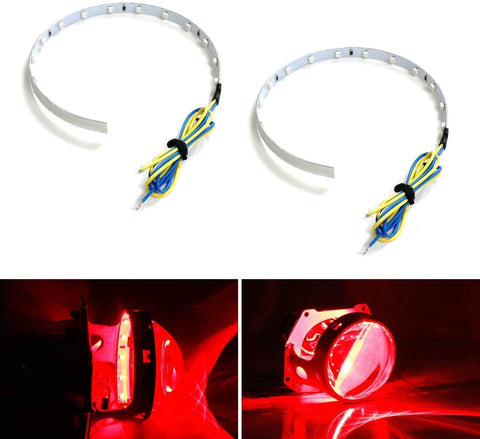 iJDMTOY Brilliant Red 15-SMD High Power LED Demon Eye Halo Ring Kit Compatible With Car Motorcycle Headlight Projectors or Aftermarket 2.5 2.8 3.0 Inch Retrofit Projector Lens
