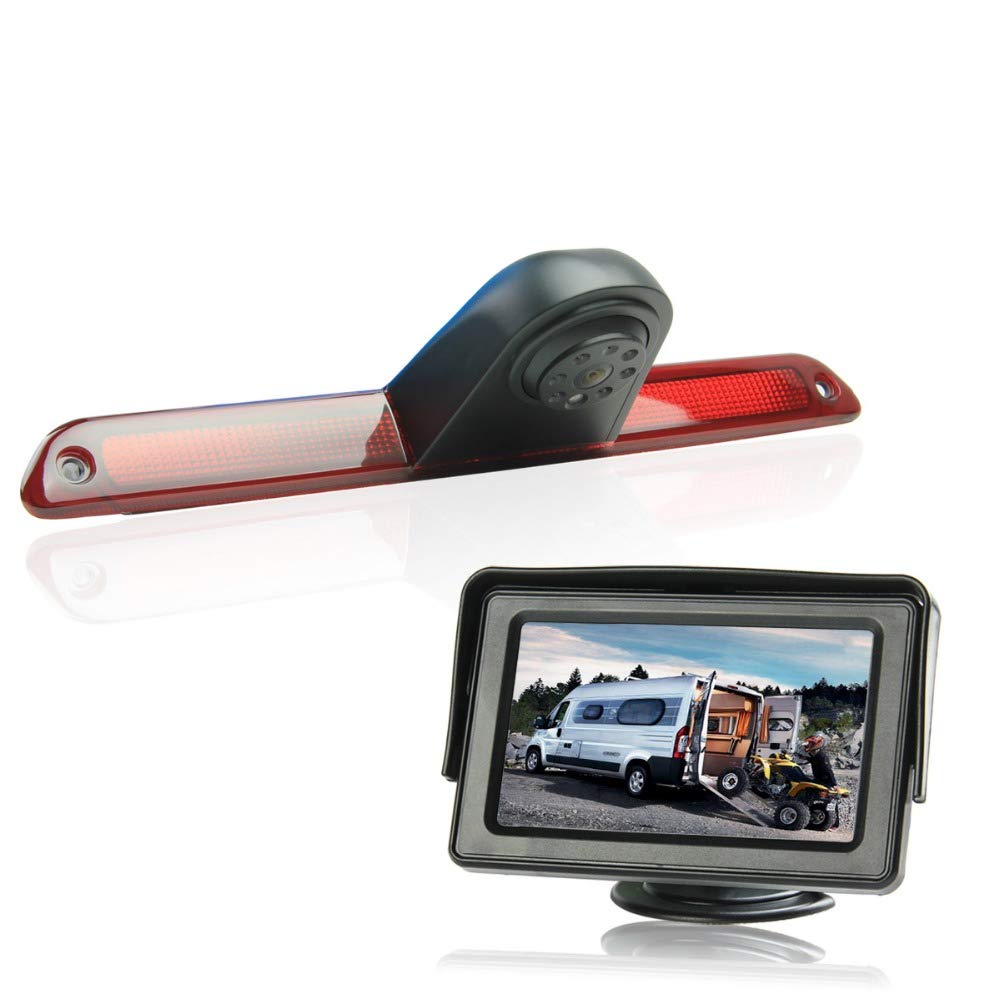Replacement 3rd Brake Light Backup Camera + 4.3 Inch Self Standing TFT Monitor for Transporter MB Mercedes Sprinter W906 2007-2018/VW Crafter Truck Vans 2007-2016