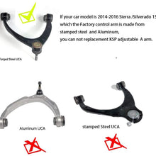 KSP Upper Control Arm Fit for Sierra Silverado, Tubular Fit 2-4" lift for 14-18 Silverado Sierra 6-Lug 2WD/4WD OE stamped steel and aluminum arms