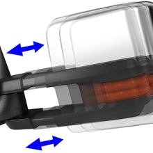 Pair Chrome Power Heated Telescoping Amber LED Turn Signal Towing Mirrors Replacement for Silverado Sierra GMT900 07-14