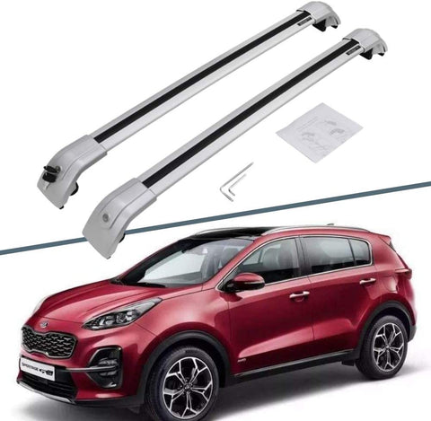 Silver Car Roof Rack Cross Bars fit for KIA Sportage 2016-2021 Aluminum Cross Bar Replacement for Rooftop Cargo Carrier Bag Luggage Kayak Canoe Bike Snowboard Skiboard