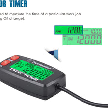 Runleader Hour Meter Tachometer,Maintenance Reminder,Alert RPM,Backlit Display,Initial Hours Setting,Battery Replaceable,Use for ZTR Mower Generator Marine ATV and Gas Powered Device. (Button-Blue)