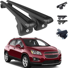 Black Aluminum Roof Top Bar Cross Bars Cargo Rack - Luggage, Ski, Kayak Carrier | 165 LBS / 75 KG Load Capacity - Set 2 Pcs | Fits Chevrolet Trax 2013-2021