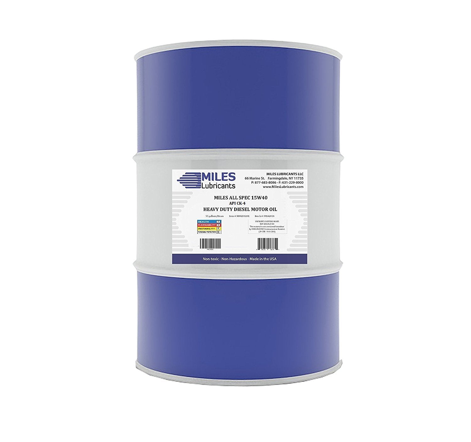 MILES ALL SPEC 15w40 API CK-4 Heavy Duty Diesel Motor Oil 55 Gallon Drum