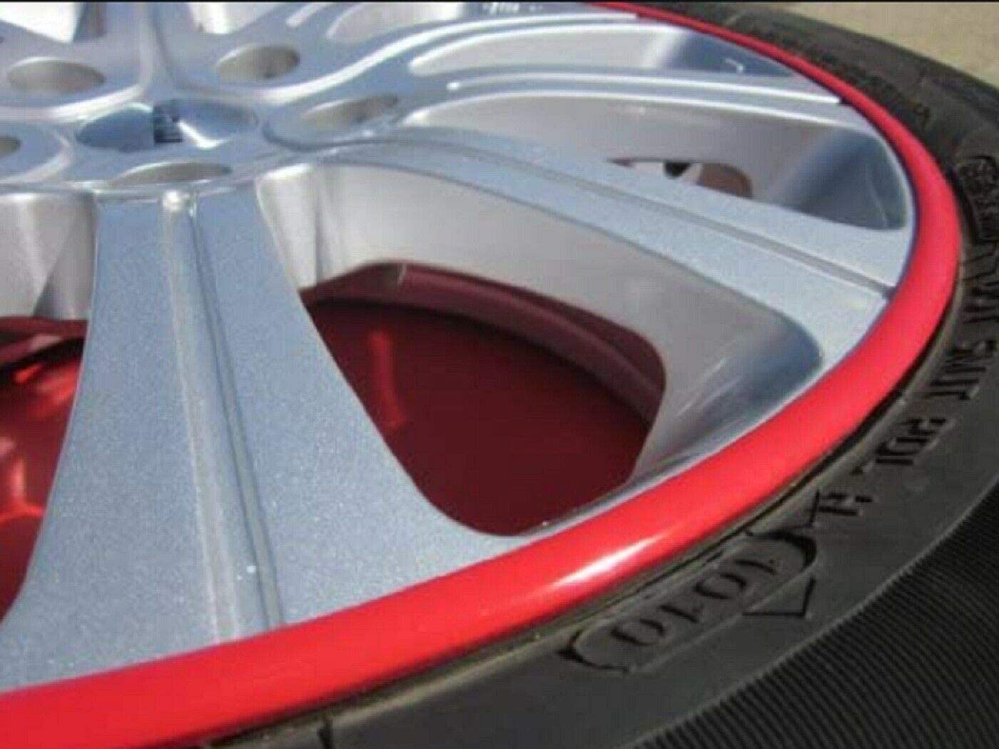 TRUE LINE Automotive Rim Guard Protection Trim Wheel Molding Side Scratch Prevention Kit (Red)