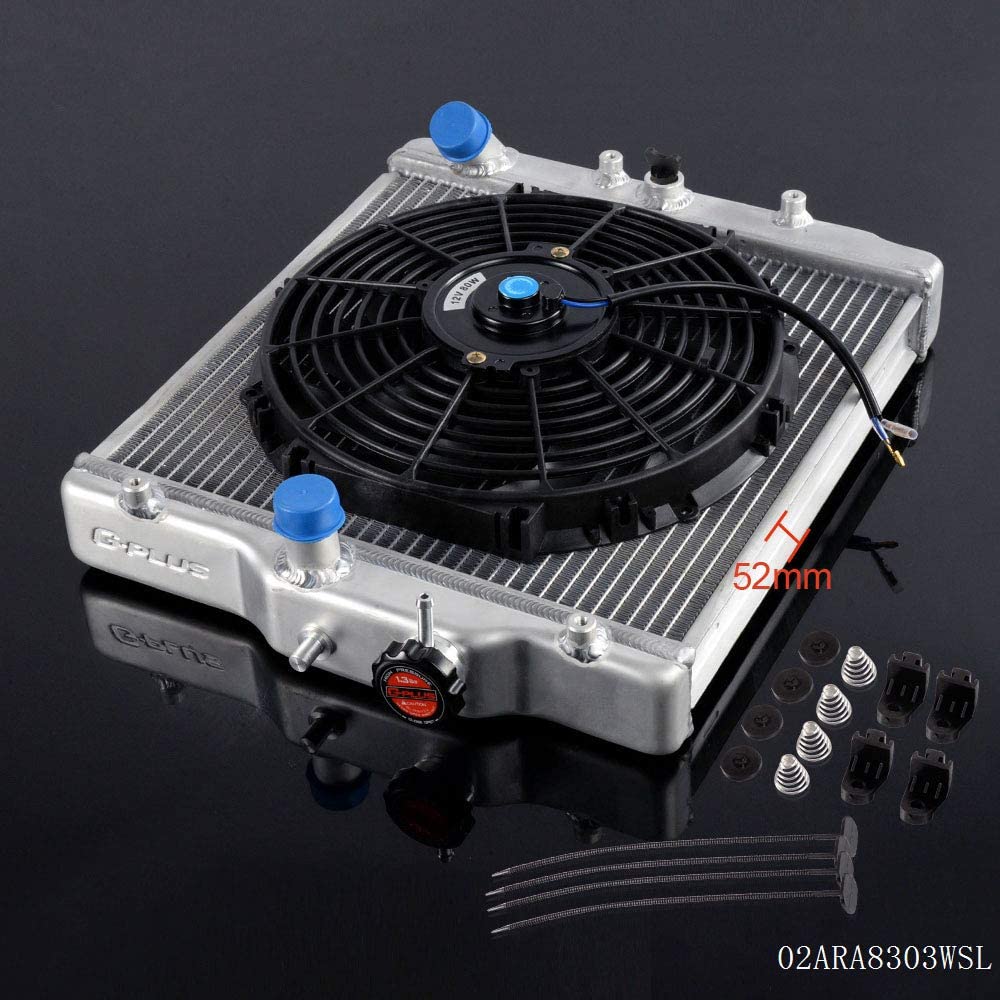 52mm Aluminum Racing Radiator Stop Leak Compatible For HONDA CIVIC EK EG D15 D16 1992 1993 1994 1995 1996 1997 1998 1999 2000 + 12