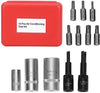 KIMISS Air Conditioning Repair Tool,12pcs Air Conditioning Repair Tool Set 1/4in Valve Cap Removers Core Tamper Proof Bits Car