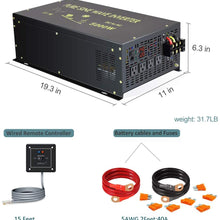 WZRELB 7000W 24V 120V Pure Sine Wave Power Inverter 4 AC Outlets Wired Remote Control,RV, Camping