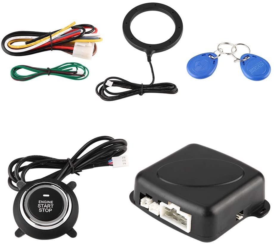 Aukson Universal Car Alarm System Engine Push Button Start Stop Lock Anti-theft Protection