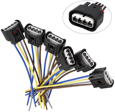 6 Pcs Connector Plug Harness Ignition Coil 4-Way Female 90980-11885 Replacement for Toyota Lexus