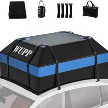 WUPP Car Rooftop Cargo Carrier Bag, Expandable 15 to 19 Cubic Feet Waterproof Roof Rack Bag with Anti-Slip Mat, 600D PVC Heavy Duty Soft Roof Luggage Bag for All Vehicle with/Without Rack