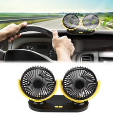 Duokon USB Dual Head Car Fan Portable Air Conditioner Auto Cooler Ventilation 12V (Black)
