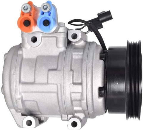 AC Compressor & A/C Clutch, A/C Ports 4 grooves Replacement for 05-09 Hyundai Tucson 2.0L, 04 KIA Spectra 1.8L, 04-06 KIA Spectra 2.0L, 05-06 KIA Spectra5 2.0L, 05-10 KIA Sportage 2.0L CO 21014C