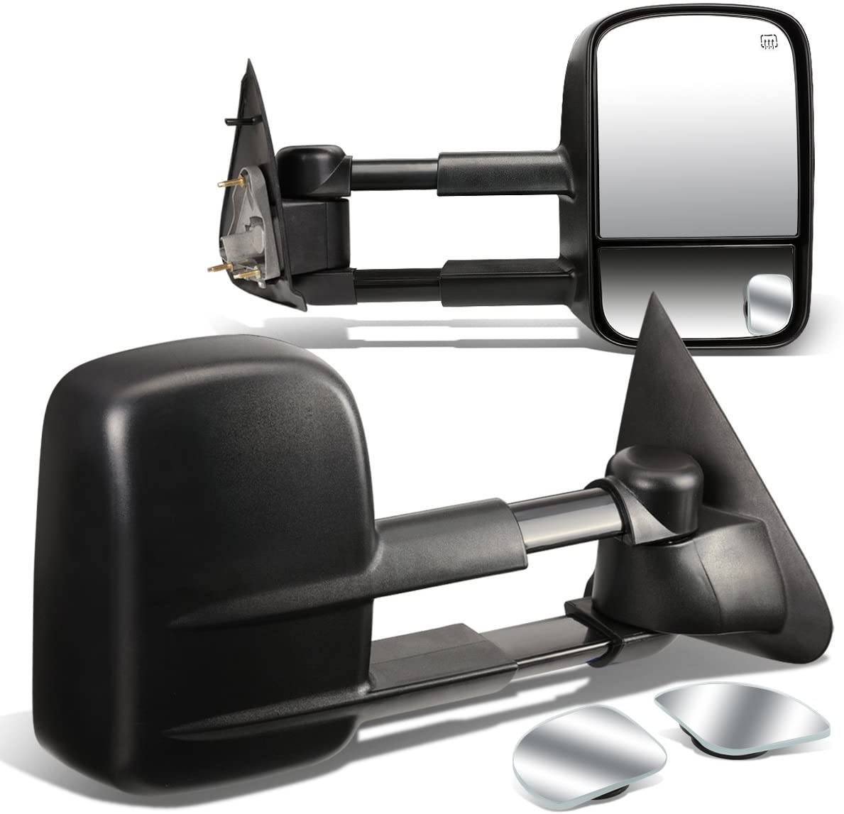 DNA Motoring TWM-020-T111-BK+DM-074 Pair of Towing Side Mirrors + Blind Spot Mirrors