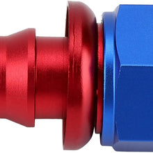 Qiilu AN6 Straight 45 90 180 Degree Push On Twist Lock Oil Gas Fuel Line Hose End Male Fitting Aluminum Alloy Blue and Red(0°)