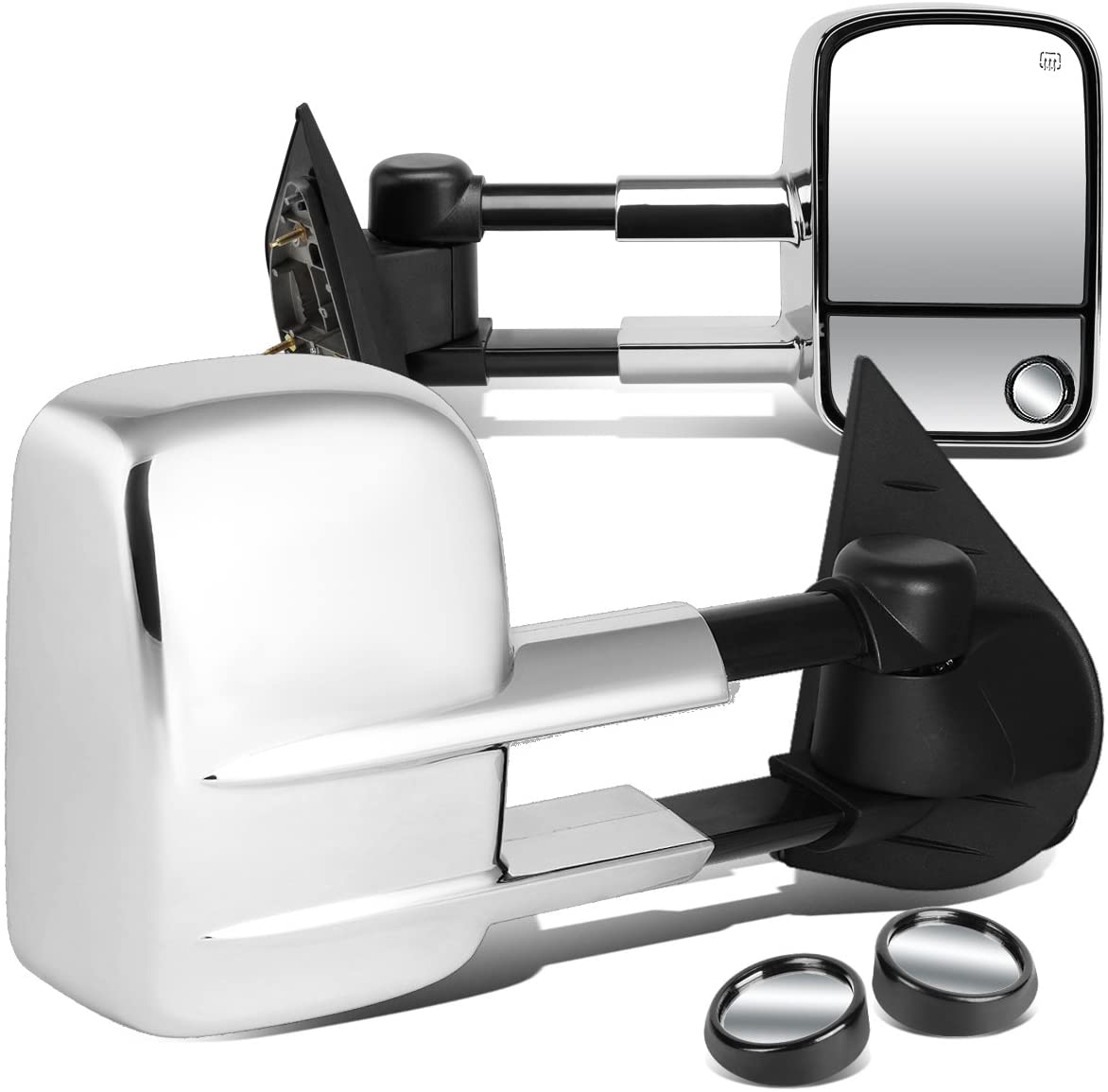 DNA Motoring TWM-003-T111-CH+DM-SY-022 Pair of Towing Side Mirrors + Blind Spot Mirrors