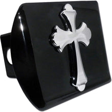 Elektroplate Cross with Christian Fish Lord God Jesus Christ Religion Ichthus Symbol Black with Chrome Cross Emblem Religous Metal Hitch Cover Fits 2 Inch Auto Car Truck Receiver
