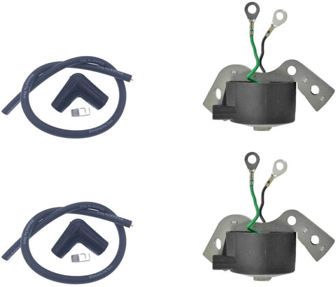 PARTSRUN 2-Pack Igintion Coil + Lead Wire Kit Replace BRP 18-5181D 582995 584477 580416 for OMC Johnson Evinrude Outboard,ZF298V-2XMH