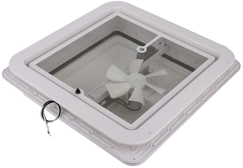 AUTOMUTO White RV-White-Pwr VK100M Universal Trailer, Camper Roof Vent Lid Cover RV, Motorhome Vent Cover 14 x 14
