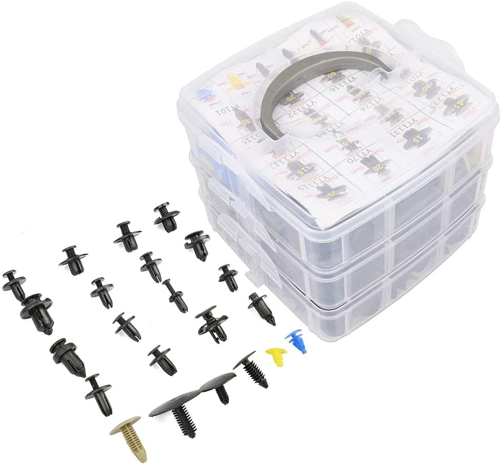 LUJUNTEC 650Pcs Bumper Retainer Clips Auto Fasteners Rivet Clips Body Fastener Kit with Plastic Box
