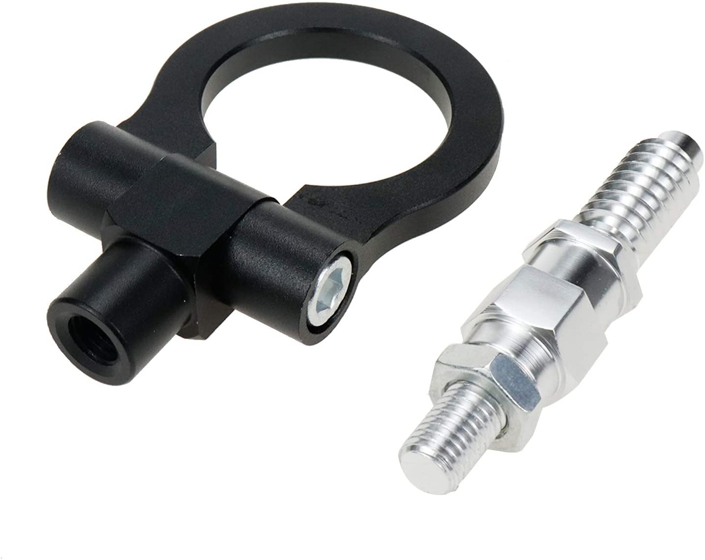 Modengzhe Track Racing Tow Hook, Rear Front Bumper Mounting Aluminum Alloy Trailer Towing Ring, Dual Threaded End Compatible with European Models & BMW E Series