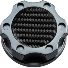 VMS RACING GUNMETAL OIL CAP with Real Black CARBON FIBER Emblem in CNC Machined Billet Aluminum Compatible with Chevy Chevrolet Corvette Stingray 14-19 2014-2019 NEW LT LT-1 V8 Wet Sump Engines