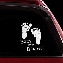 TOTOMO Baby on Board Sticker - (Set of 2) Funny Cute Cool Safety Caution Decal Sign for Car Windows and Bumpers - Footprint ALI-037
