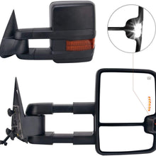 Perfit Zone 2007-2014 Silverado Towing Door Side Mirrors Power Heated LED Signal Lamps Passenger Right Side Driver Left Side Tow Mirror Pair Set