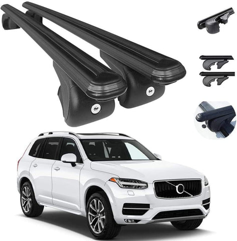 Roof Racks Lockable Cross Bars Carrier Cargo Racks Rail Aluminium with TUV Fits Black Set 2 Pcs for Volvo XC90 2015-2020