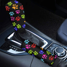 TOADDMOS Colorful Paw Print Gear Shift Konb Cover & Handbrake Cover Puppy Footprints Car Accessories for Dog Lover Universal 2pcs/Set(Black